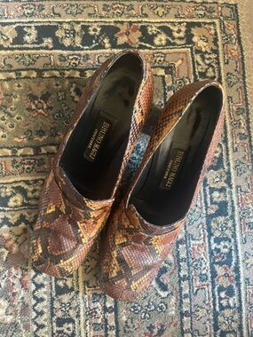 Bruno Magli Couture Snakeskin Platform Heels Italy Vintage Luxe